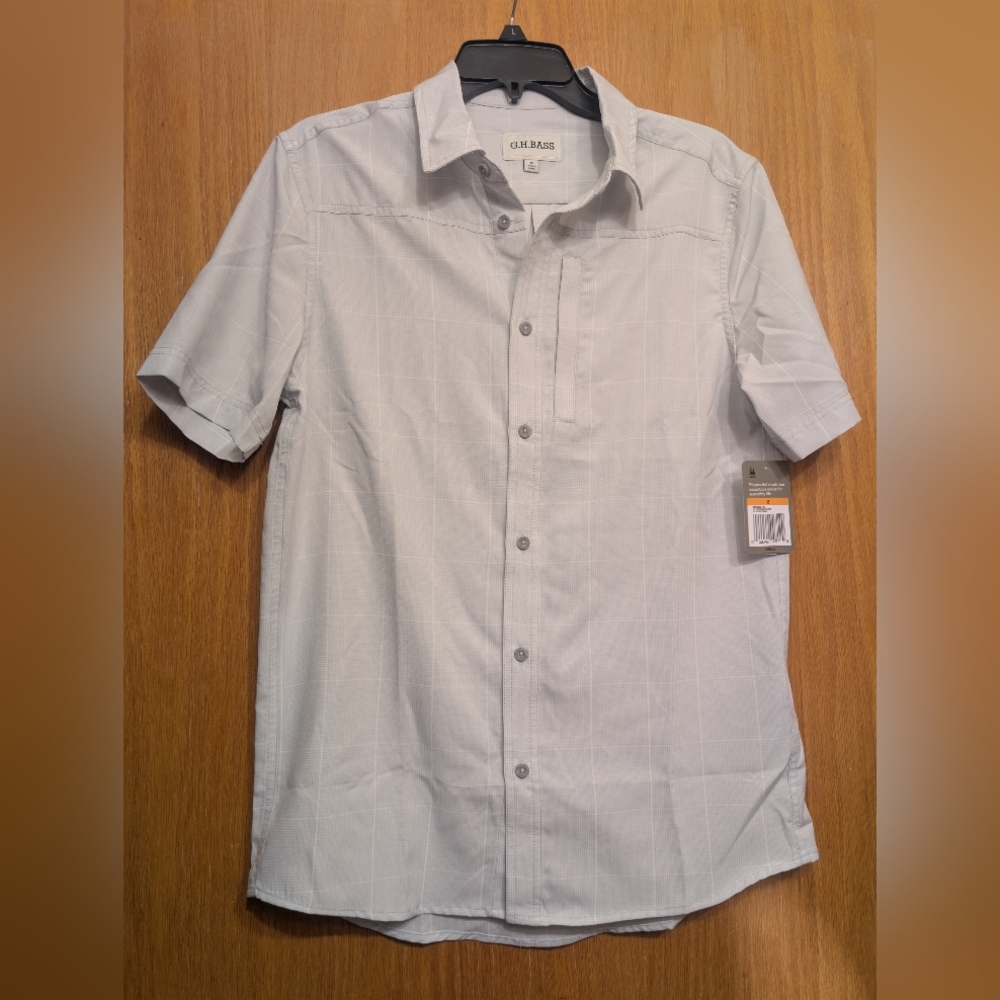 G.H.BASS Men's Gray Short Sleeve Shirt zipper Pocket